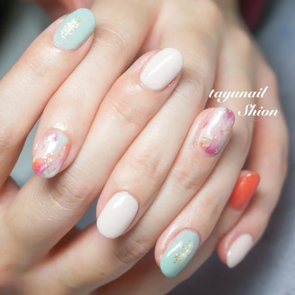 ネイル アートネイル ブルー ジェルネイル ニュアンスネイル パラジェル ネイルサロン 【たゆnail】のネイルデザイン