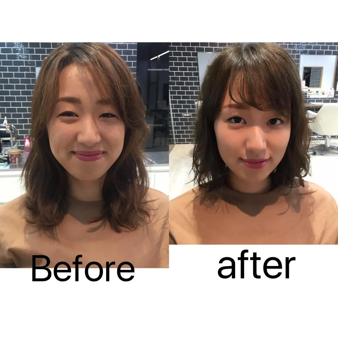ミディアム カラー 小顔カット 中村 美穂のヘアスタイル