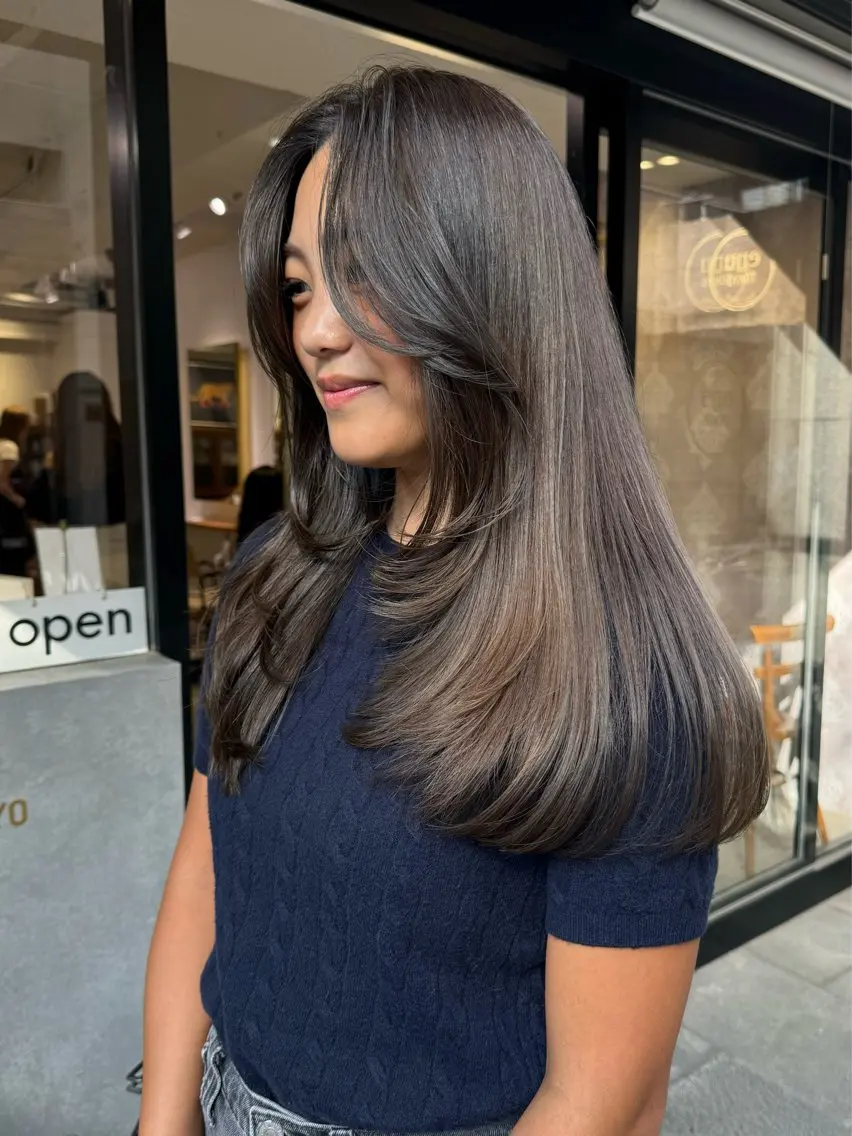 ロング カラー ベージュカラー グレージュ オリーブベージュ オリーブグレージュ オリーブグレー ARISA 学芸大学/海外ヘアのヘアスタイル