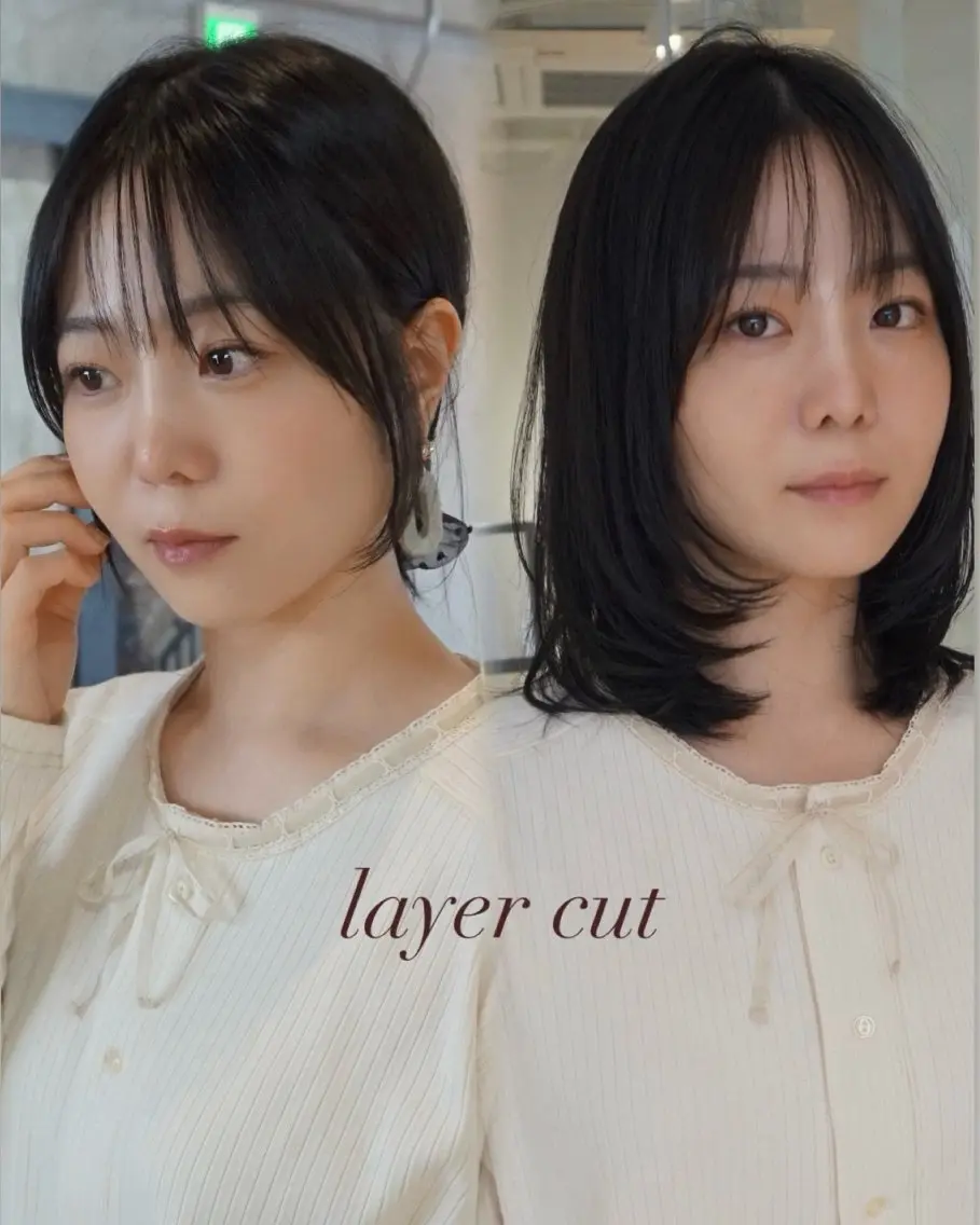 ミディアム ボブレイヤー ミディアムレイヤー ボブ 顔周りカット レイヤーカット カット ヘアカラー トリートメント レイヤー特化🪽 yuka【高円寺】のヘアスタイル