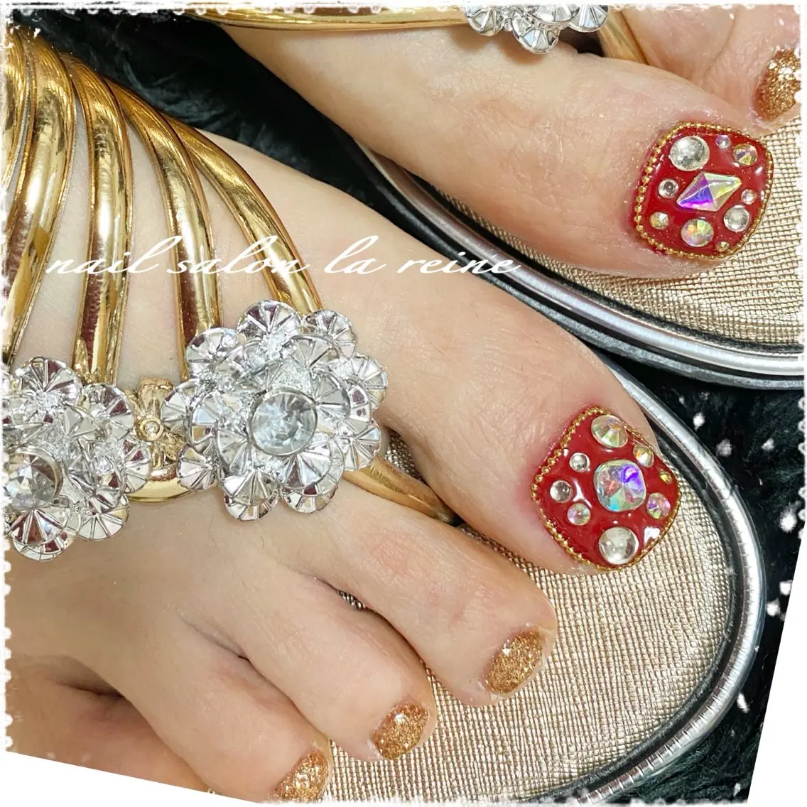 ネイル ワンカラーネイル ストーンネイル nail salon la reineのネイルデザイン