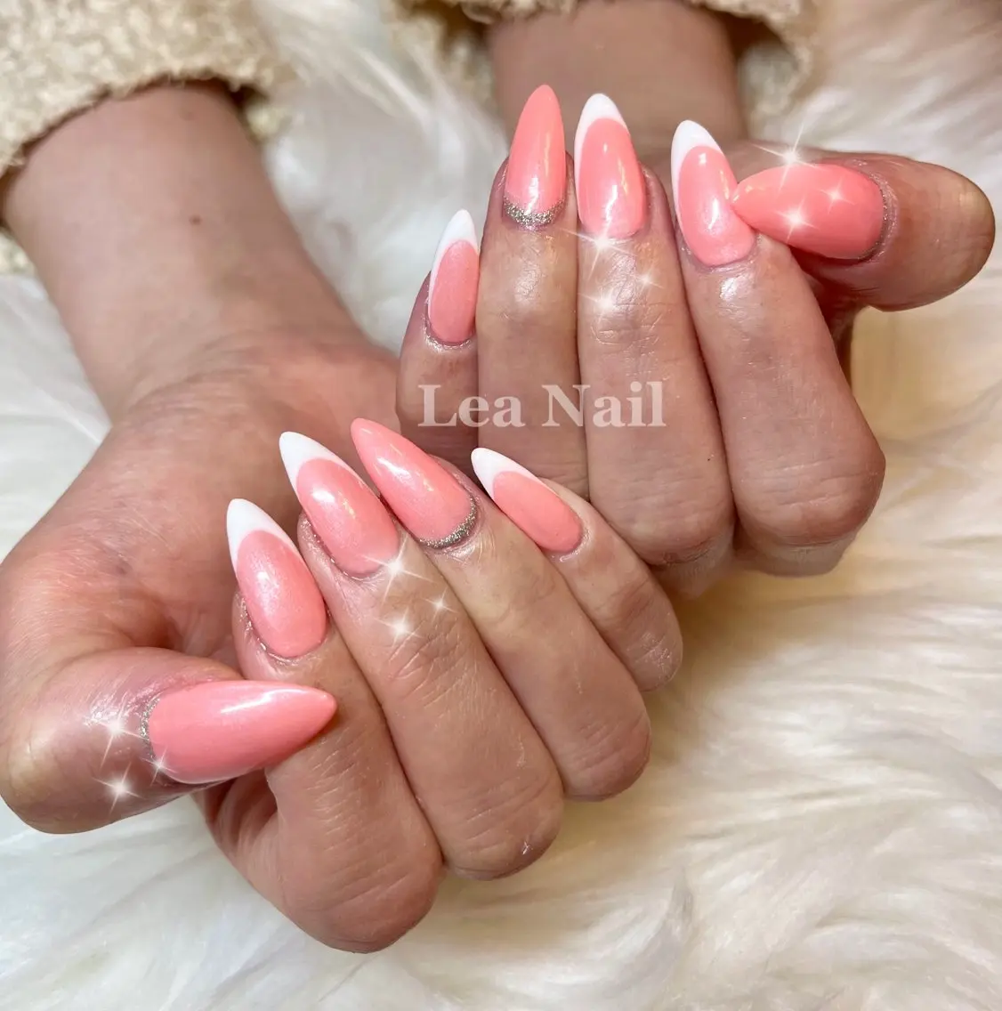 ネイル フレンチネイル ピンク 春ネイル Lea Nailのネイルデザイン