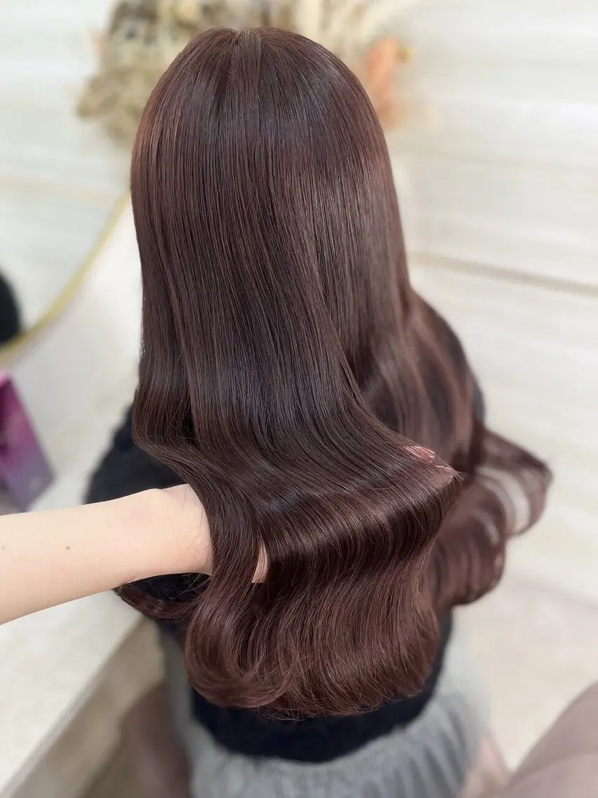 ロング カラー ブラウンカラー ピンクカラー ピンクブラウン ヘアカラー トリートメント 🍒さき🍒大宮/ 透明感カラーのヘアスタイル