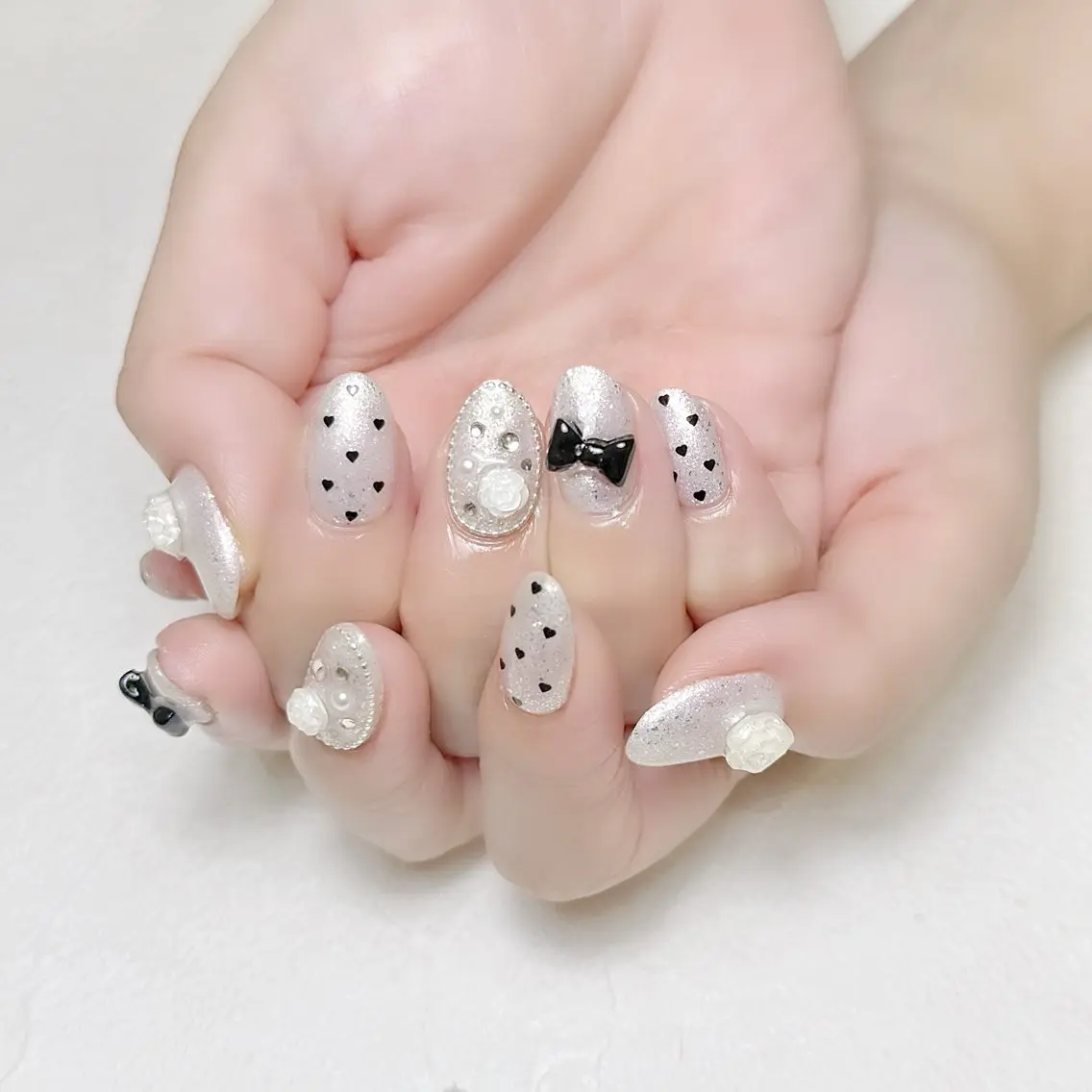 ネイル ハート リボン rouse nail RISATOのネイルデザイン