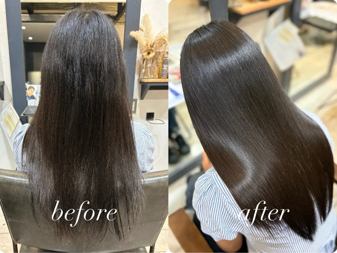 ロング 縮毛矯正 岡 茉梨花のヘアスタイル