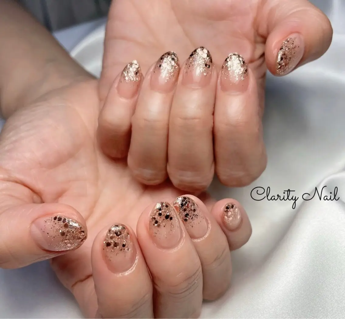 ネイル グラデーション ラメ(グリッター) ラメグラデーション ハンドネイル Clarity Nailのネイルデザイン