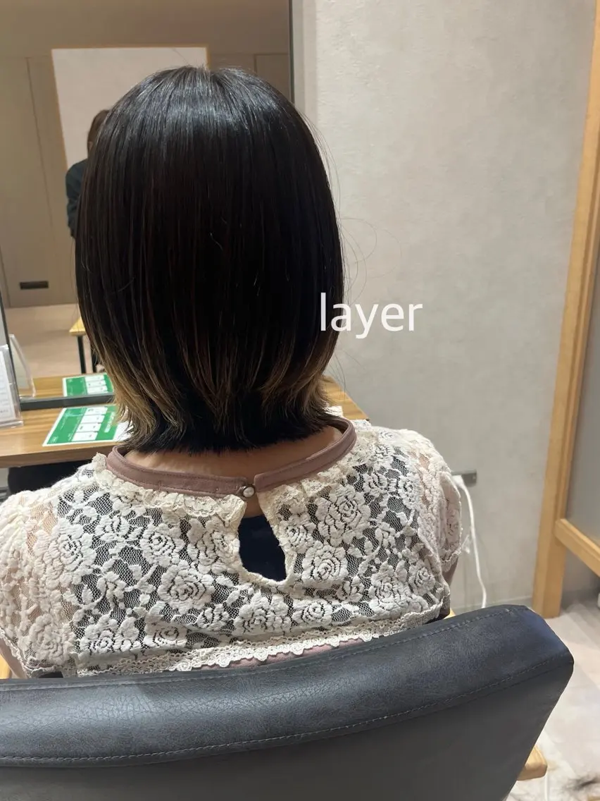 ショート ボブ くびれヘア レイヤーカット カット イオカ ヒトミのヘアスタイル
