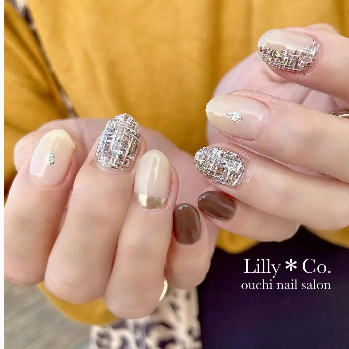 ネイル ツイードネイル ハンドネイル ハンドケア Lilly Co.のネイルデザイン