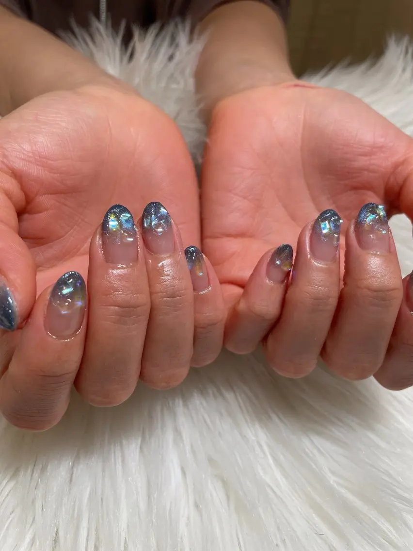 ネイル ブルー 春ネイル 🤍ruru🤍 ネイルまつげ🎀のネイルデザイン