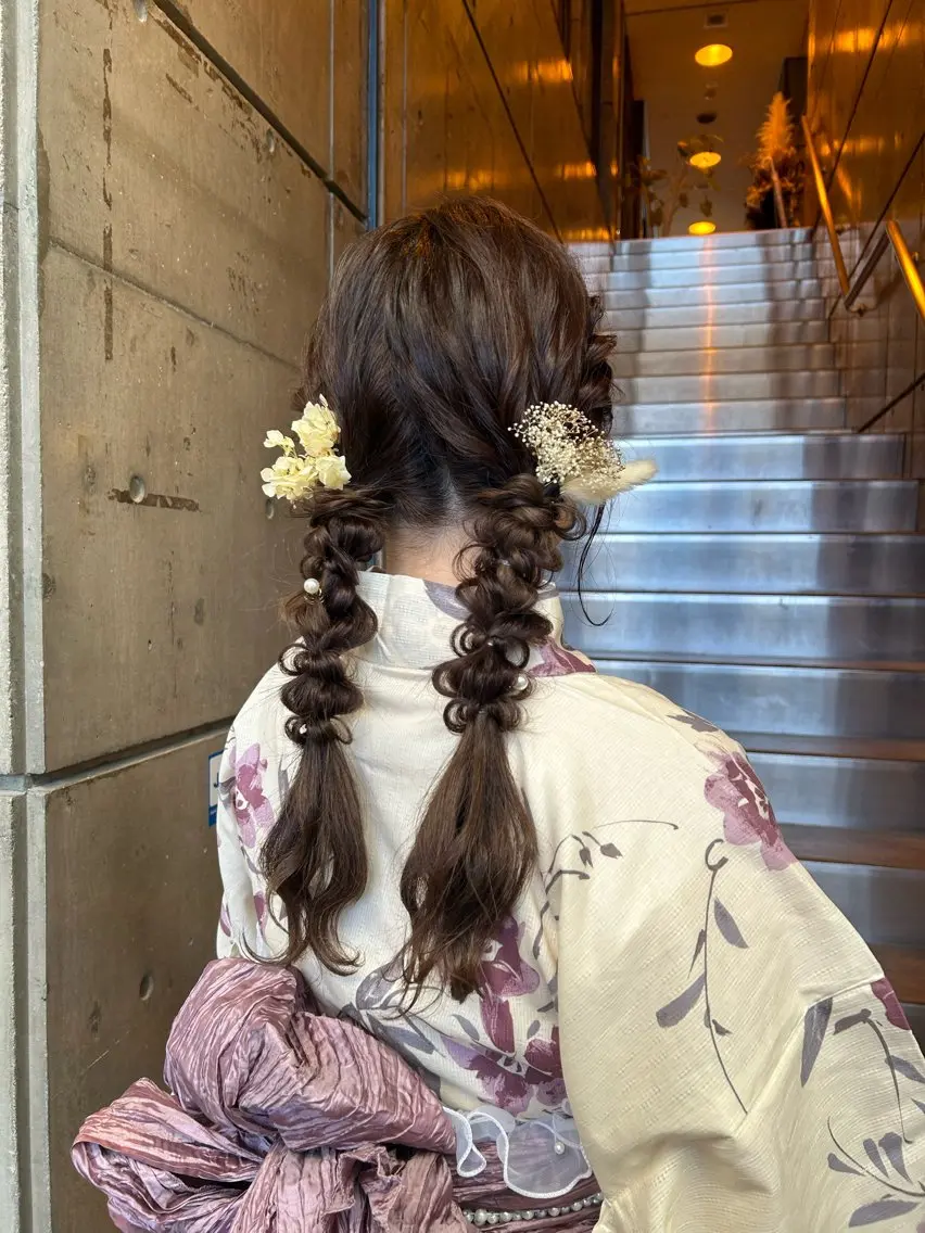 ロング ヘアアレンジ ロング 浴衣 ヘアセット SHICUNE /ミホのヘアスタイル