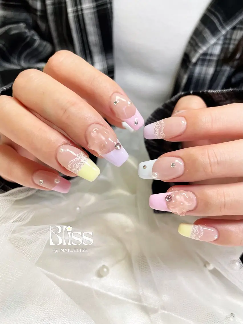 ネイル レース パステルネイル ハンドネイル NAIL BLISSのネイルデザイン