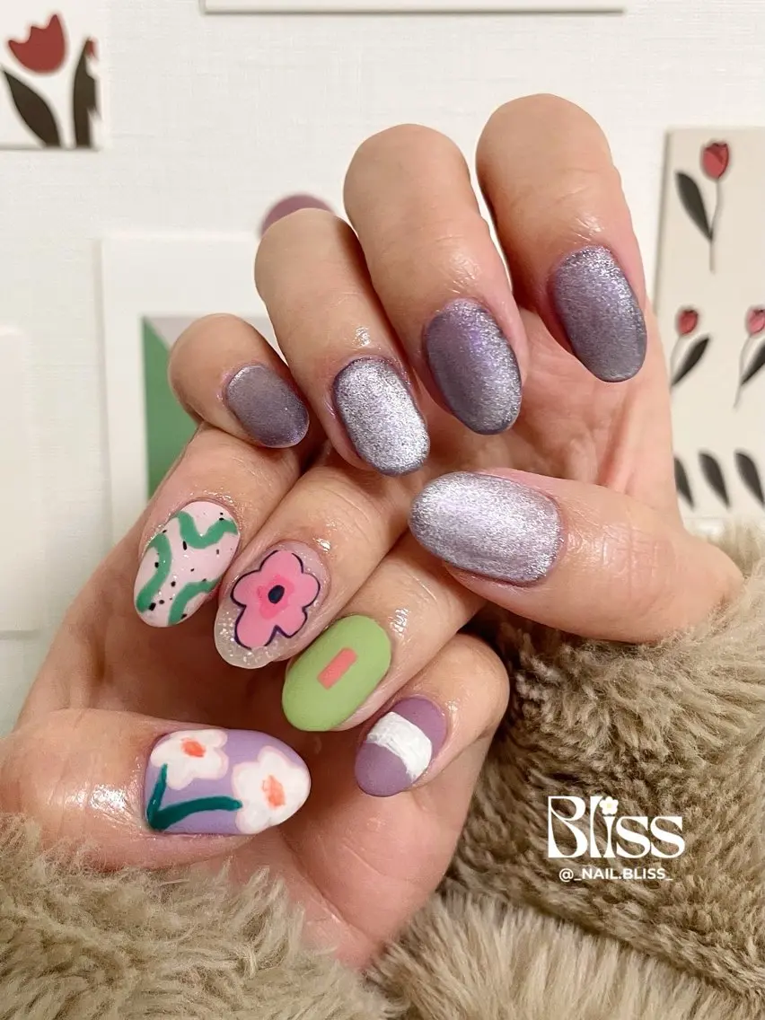ネイル 氷ネイル・うるうるネイル マグネットネイル マットネイル ハンドネイル NAIL BLISSのネイルデザイン