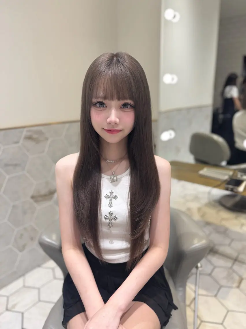 ロング カラー ブリーチ シルバー costes 今井芽依のヘアスタイル