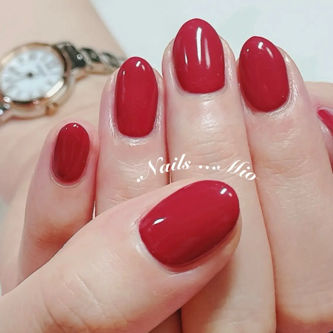 ネイル ジェルネイル ワンカラーネイル 赤色 スカルプネイル ハンドネイル .Nails Mio 赤羽西ネイルサロンのネイルデザイン