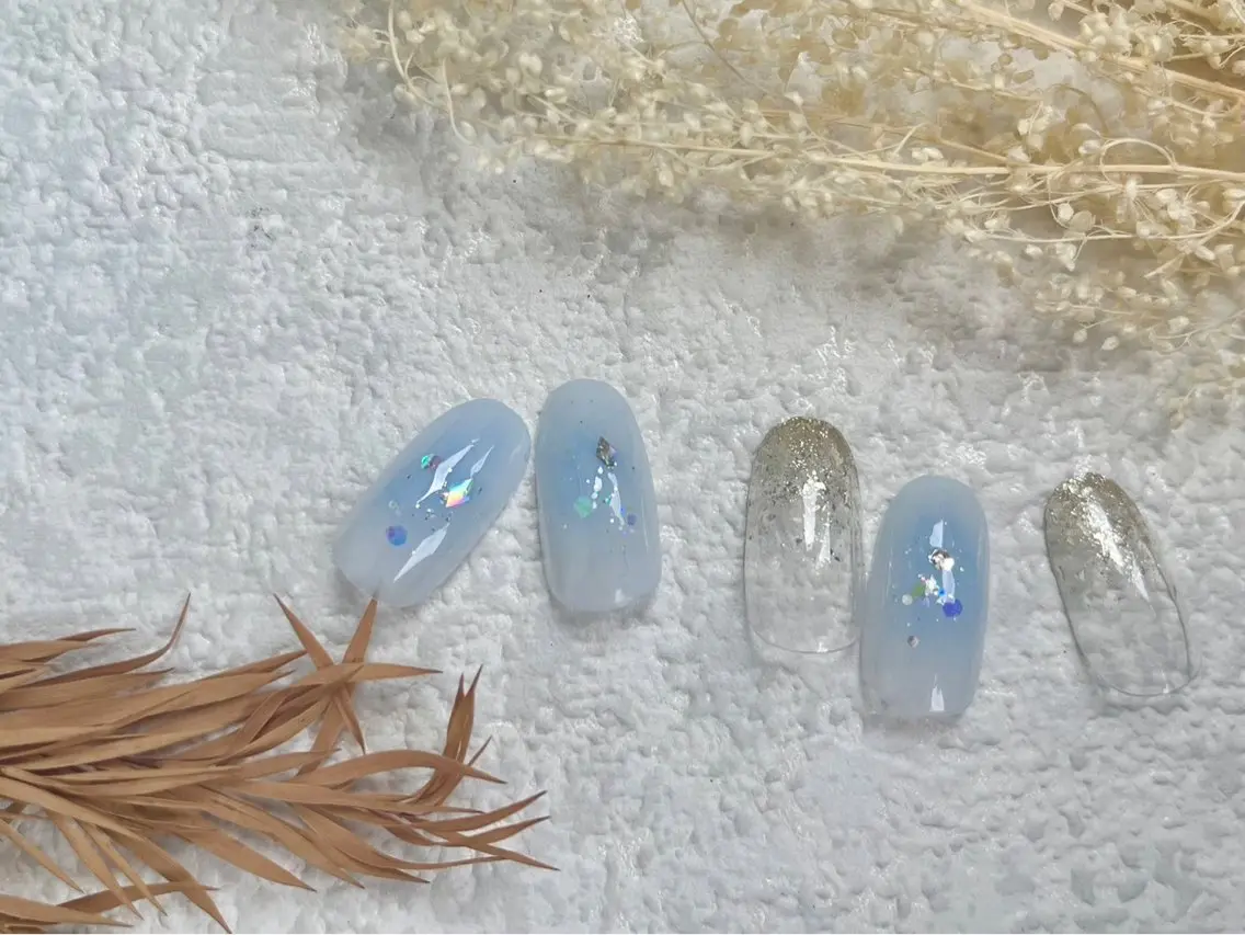 ネイル オーロラネイル フットネイル フレンチネイル ジェルネイル 韓国ネイル ハンドネイル mogunail &blowのネイルデザイン