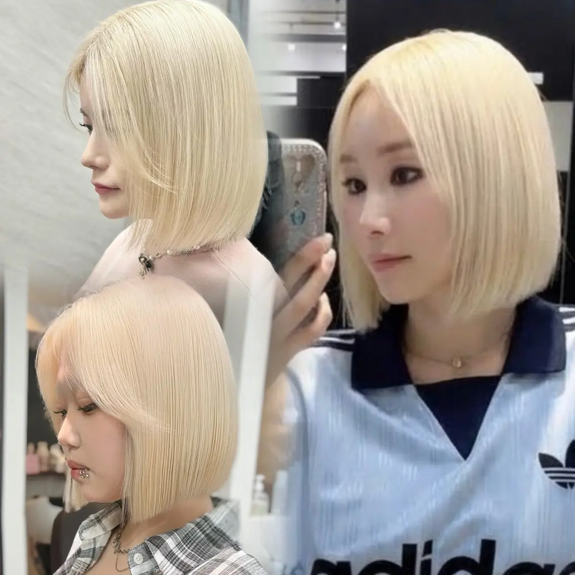ショート カラー ボブレイヤー 抜きっぱなしブロンド ブロンド ハイトーンカラー ボブ カット ヘアカラー トリートメント MAYU🌸心斎橋 /ハイトーン/艶髪のヘアスタイル