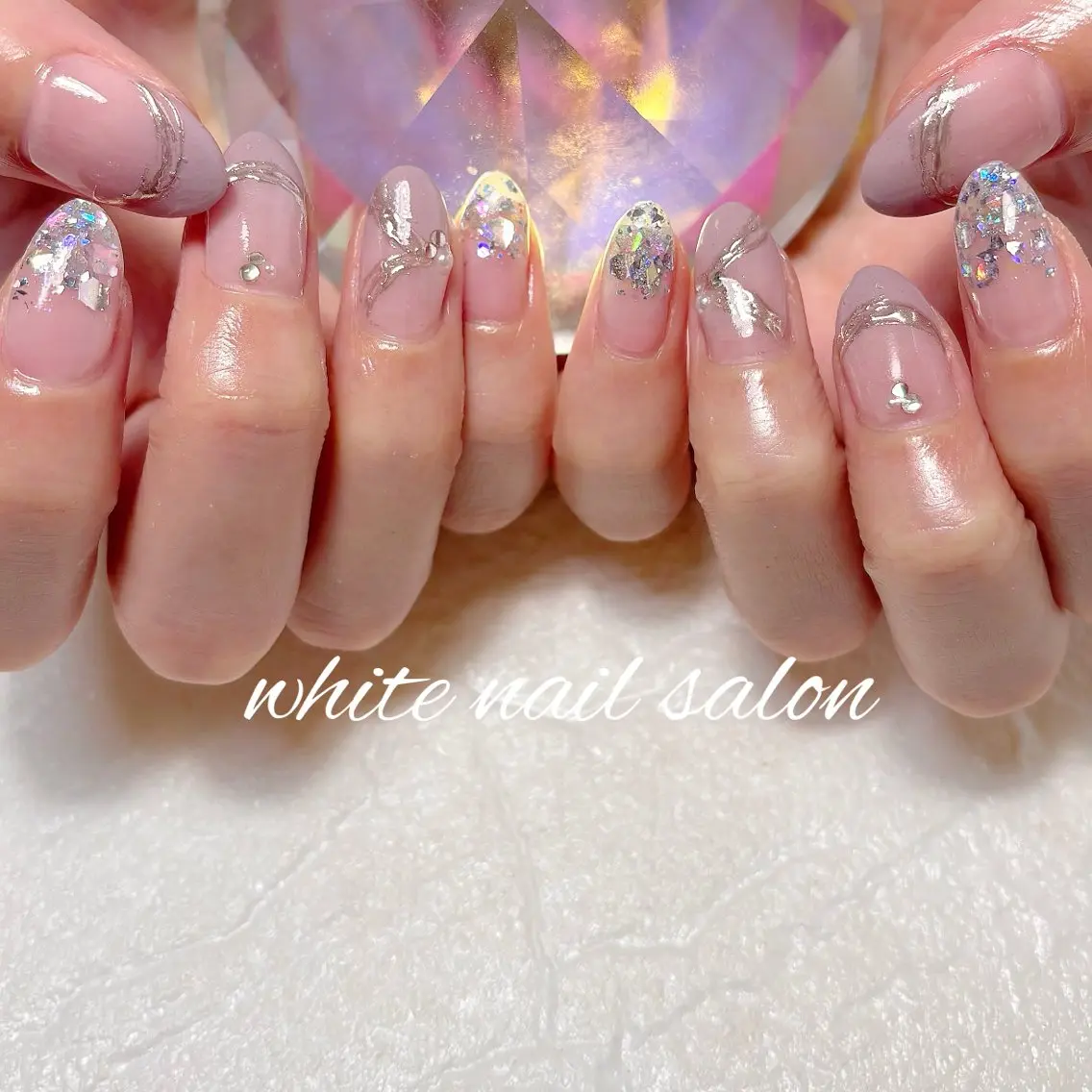 ネイル フットネイル ラメ(グリッター) ハンドネイル white nail salonのネイルデザイン