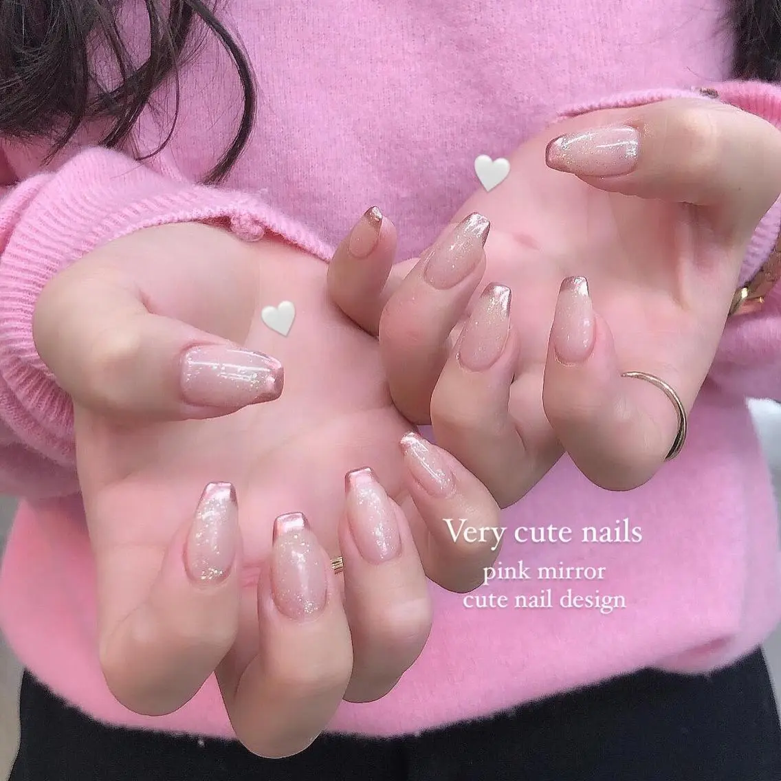 ネイル フレンチネイル ミラーネイル ピンク nail 1997のネイルデザイン