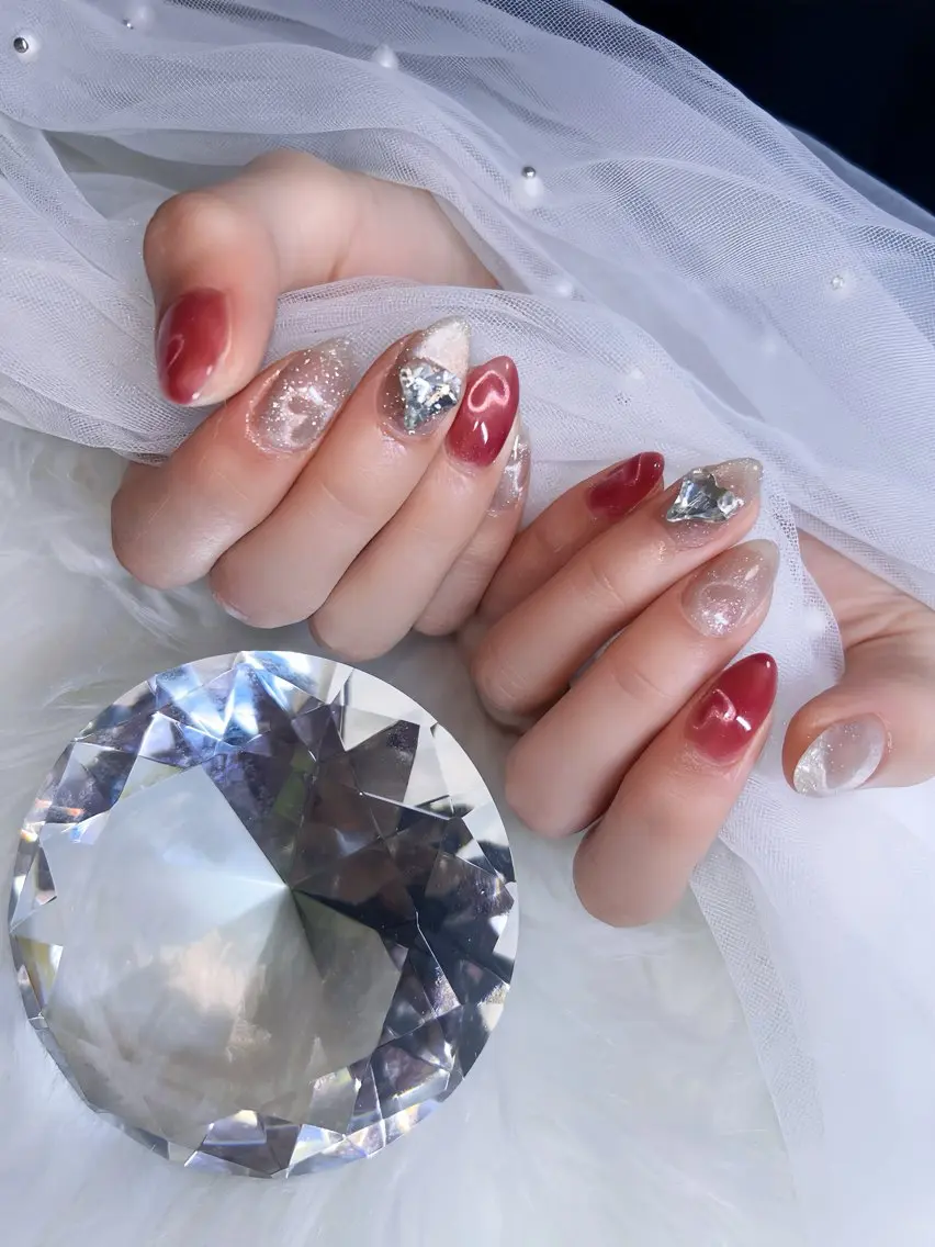 ネイル ハート マグネットネイル ハンドネイル Nail salon suuのネイルデザイン