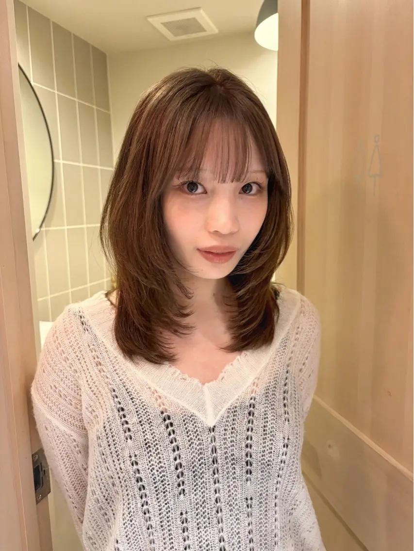 ミディアム カラー カット ヘアカラー -みつま はるな-のヘアスタイル