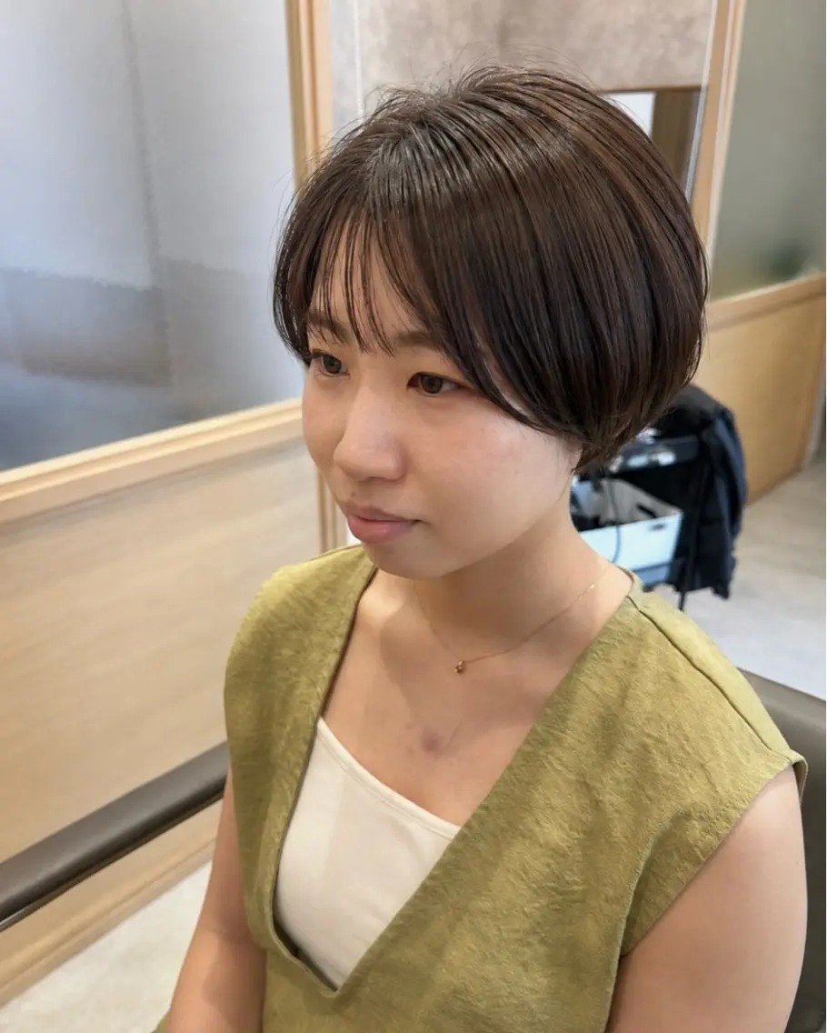 ショート カラー 丸みショート ケアカラー ショートヘア カット ヘアカラー トリートメント ヘッドスパ 久木原 ゆりのヘアスタイル