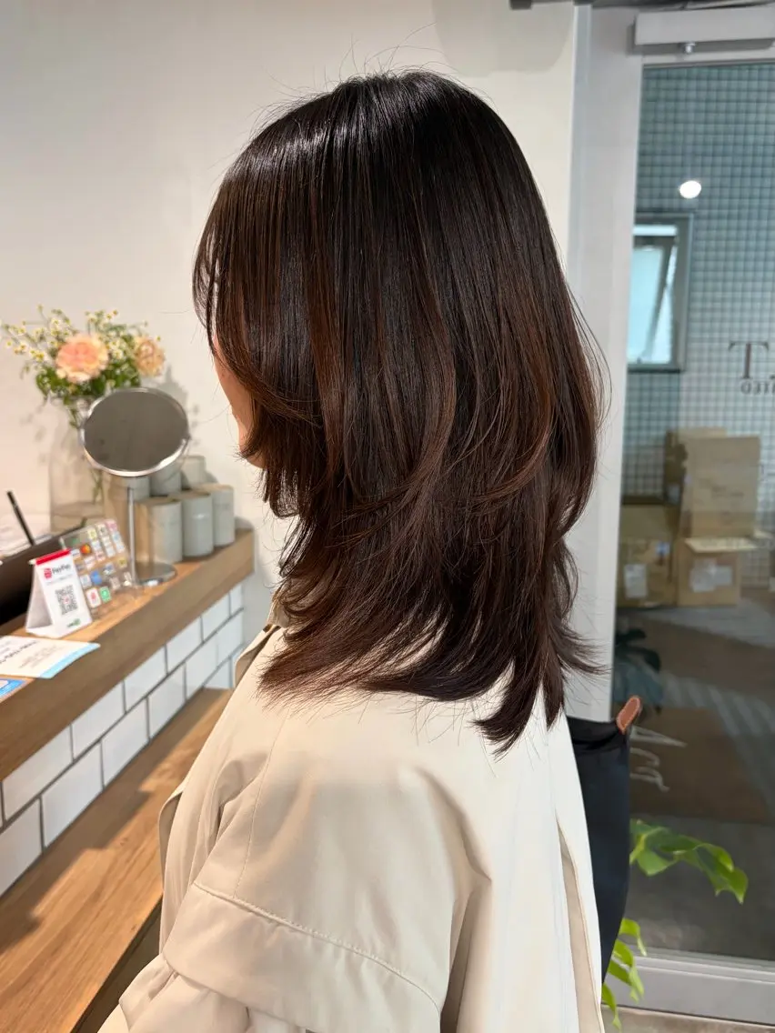 ミディアム 韓国風ヘア レイヤーカット カット トリートメント 似合わせ透明感カラー /レイヤー/rinaのヘアスタイル