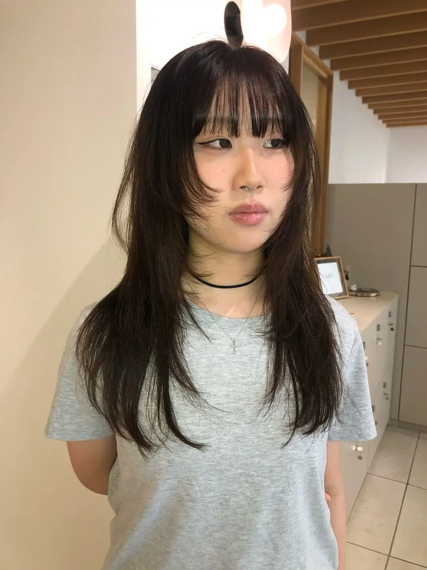 ロング ハッシュカット ベージュカラー/透明 感カラー/るか☘️のヘアスタイル