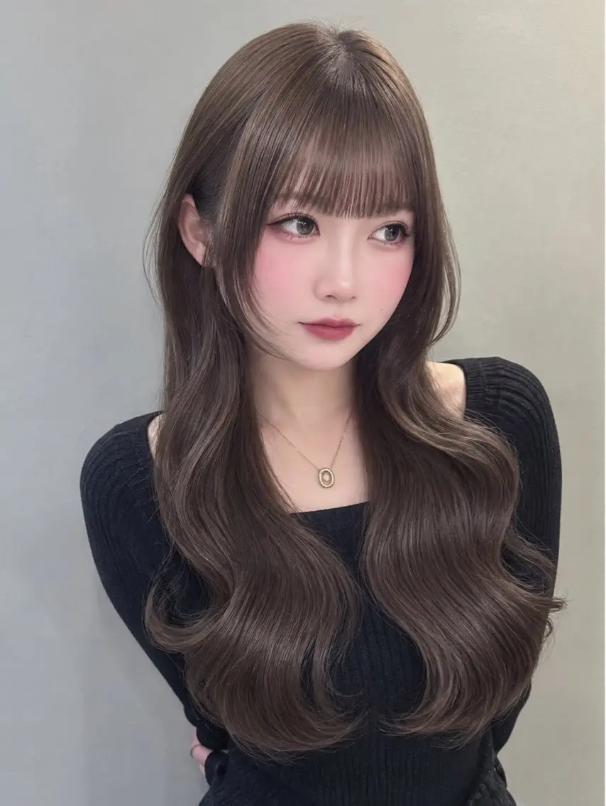 ロング カラー ヘアアレンジ ロングレイヤー ブラウンカラー 透明感カラー 顔まわりレイヤー 韓国風ヘア カット ヘアカラー トリートメント 似合わせレイヤー熊谷 ウルフあゆむ🪽🫧のヘアスタイル