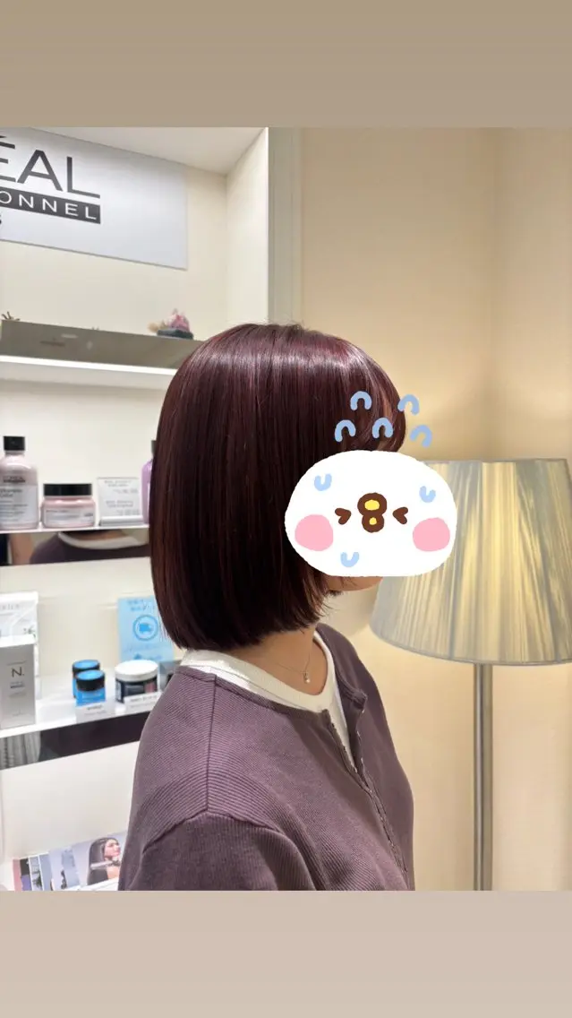 カラー レッドカラー 本間 幸恵のヘアスタイル