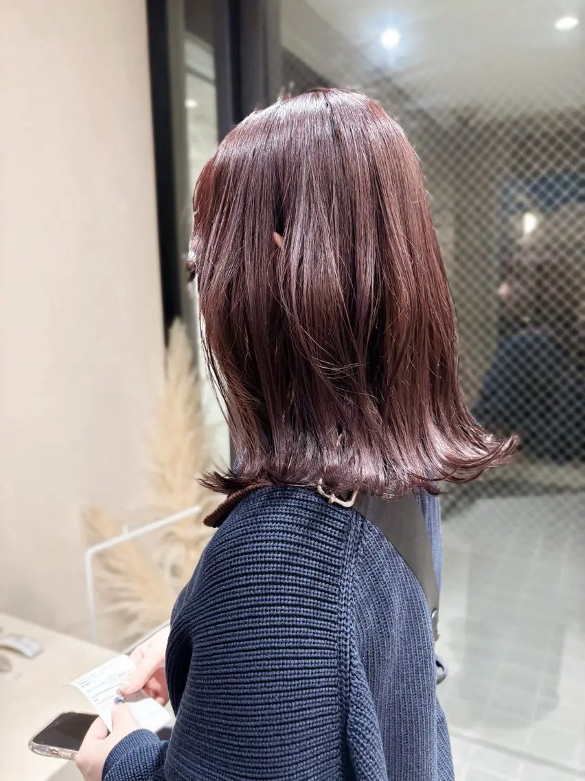ミディアム カラー ダブルカラー パープルカラー ボブ/ミニボブ 透明感カラーkadoのヘアスタイル