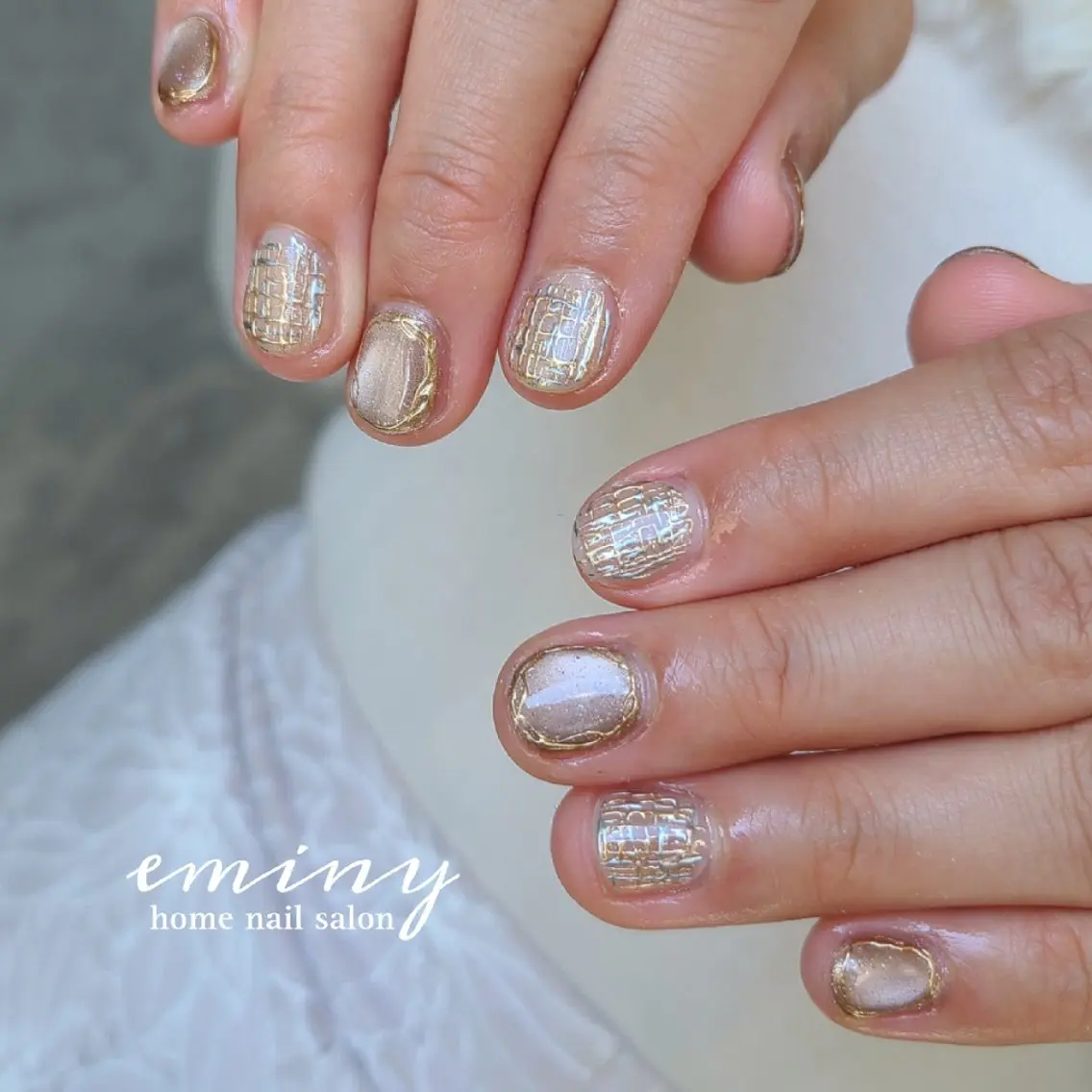 ネイル ジェルネイル キラキラネイル マグネットネイル ミラーネイル ショートネイル ハンドネイル nail salon eminyのネイルデザイン