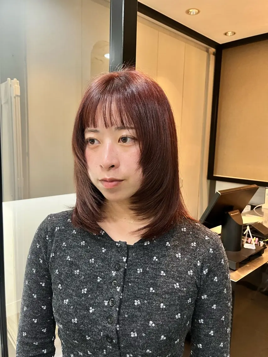 ミディアム カラー ボブ/透明感カラー ✂️ツムギ♡のヘアスタイル