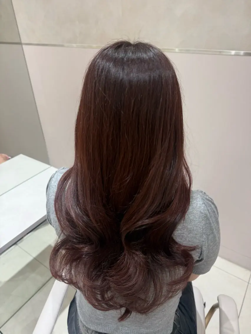 ロング カラー ブラウンカラー ピンクカラー ピンクブラウン ヘアカラー トリートメント 艶髪/透明感カラー/ 縮毛矯正/三浦優心のヘアスタイル