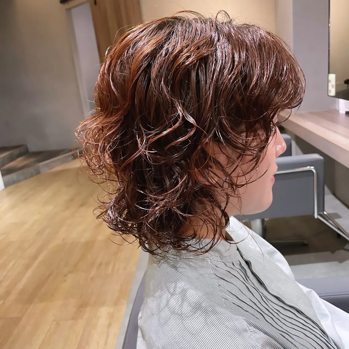 ミディアム カラー パーマ ショートボブ ミディアムパーマ ボブ 伸ばしかけ カット ヘアカラー パーマ トリートメント 似合わせ特化❤️ カット/パーマ/梅田のヘアスタイル