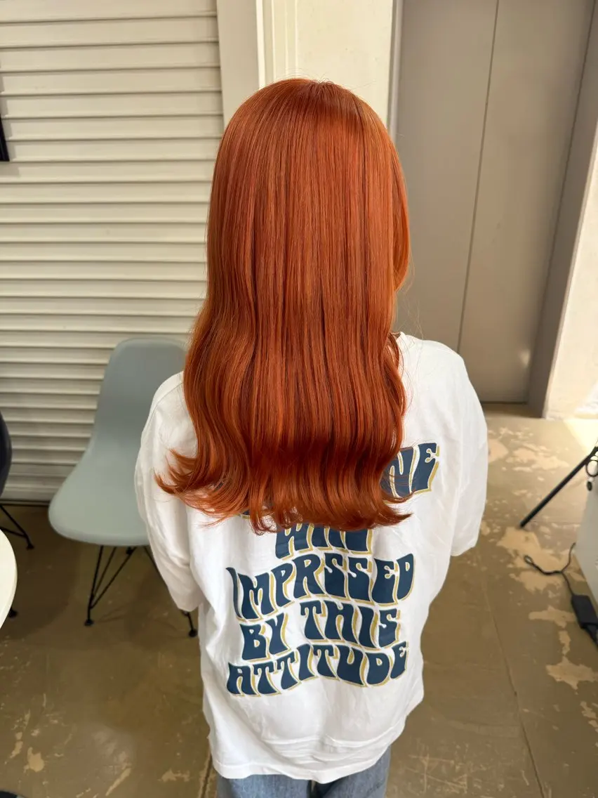 🍊御新規限定🍊韓国風カラー オレンジカラー エドル  ケアダブルカラー＋トリートメント🍊17490円🍊の写真