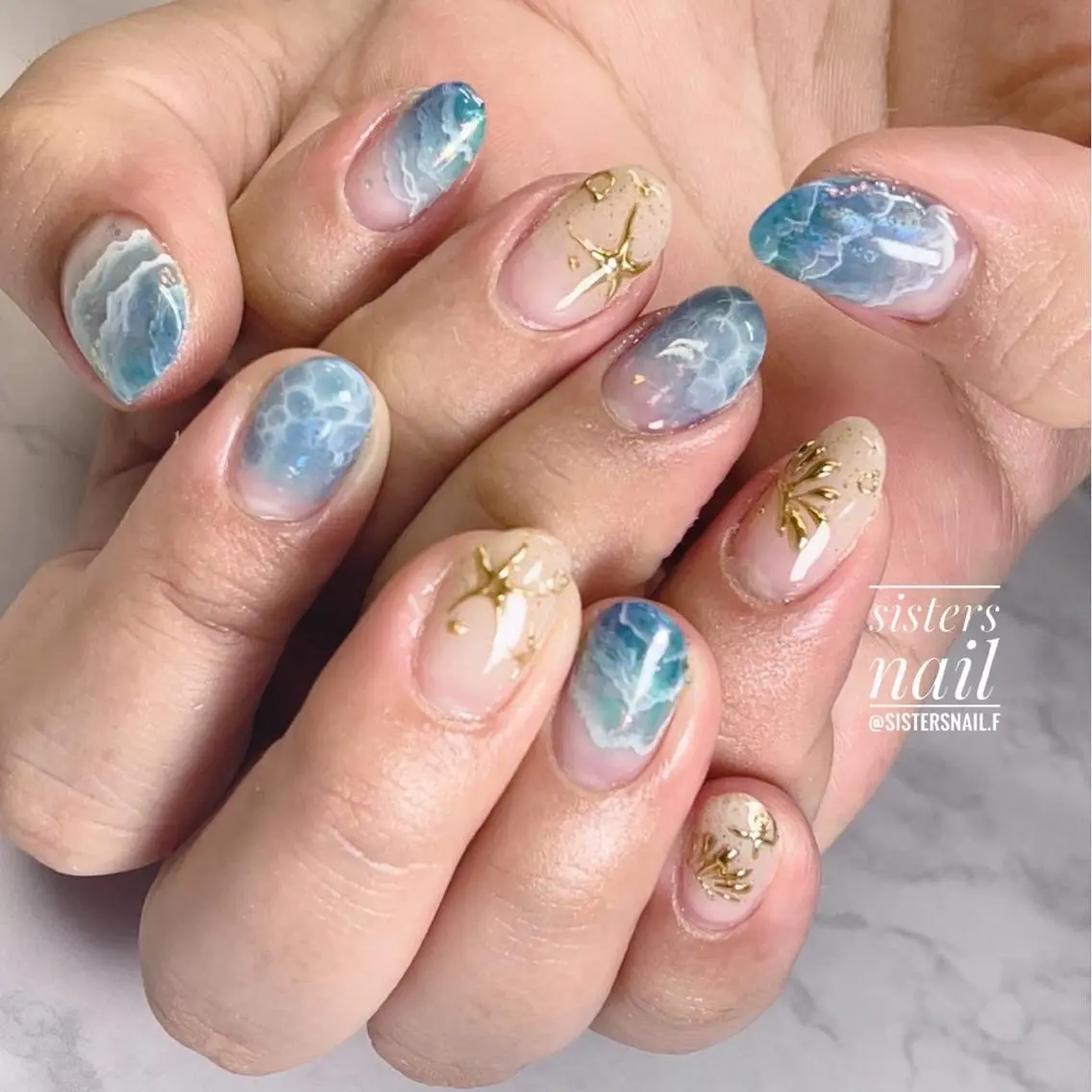 ネイル アートネイル ジェルネイル グラデーション 夏ネイル sisters nail.fのネイルデザイン