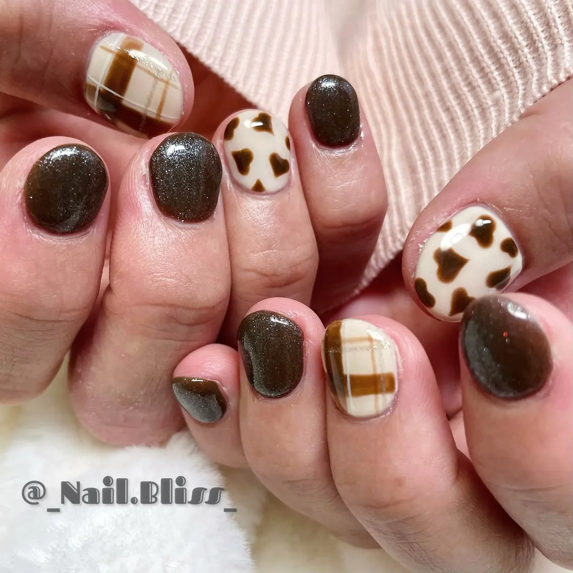 ネイル ブラウン ハンドネイル NAIL BLISSのネイルデザイン