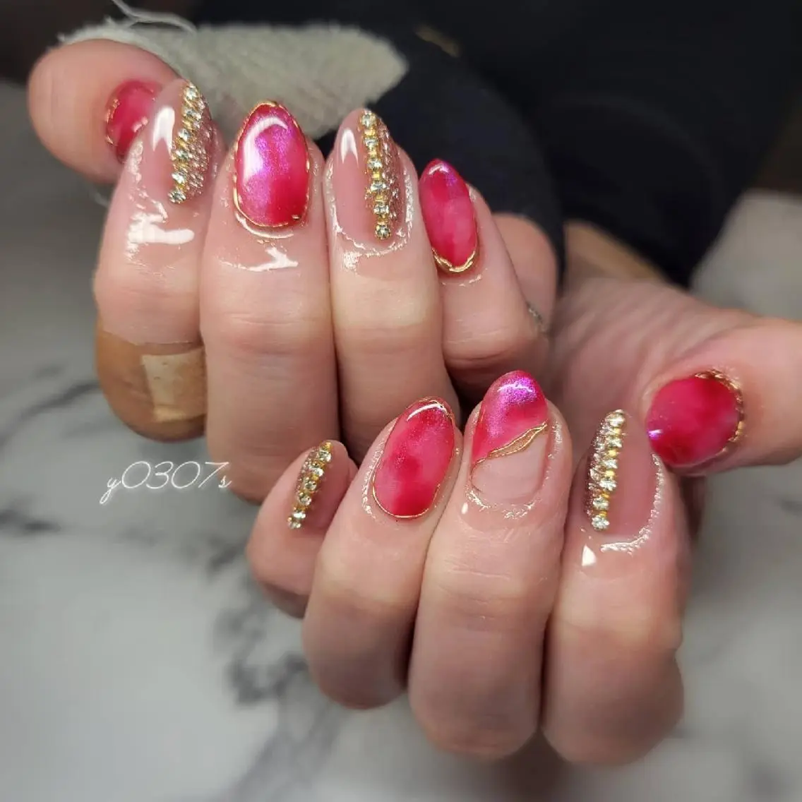 ネイル フレンチネイル ラメ(グリッター) ニュアンスネイル 冬ネイル Nail salon Coco【溝の口駅】のネイルデザイン