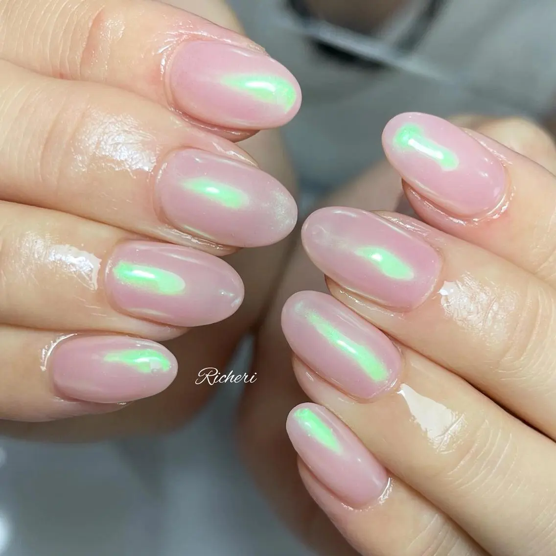 ミディアム ネイル 韓国風ヘア アートネイル オーロラネイル フラワーネイル フレンチネイル richeri beautyのその他イメージ