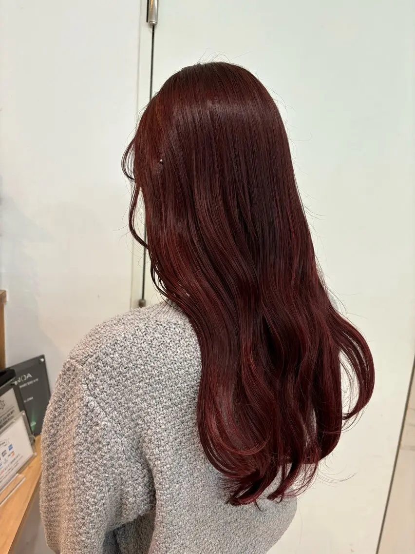 セミロング ハイライト 縮毛矯正 室谷 ゆりあのヘアスタイル