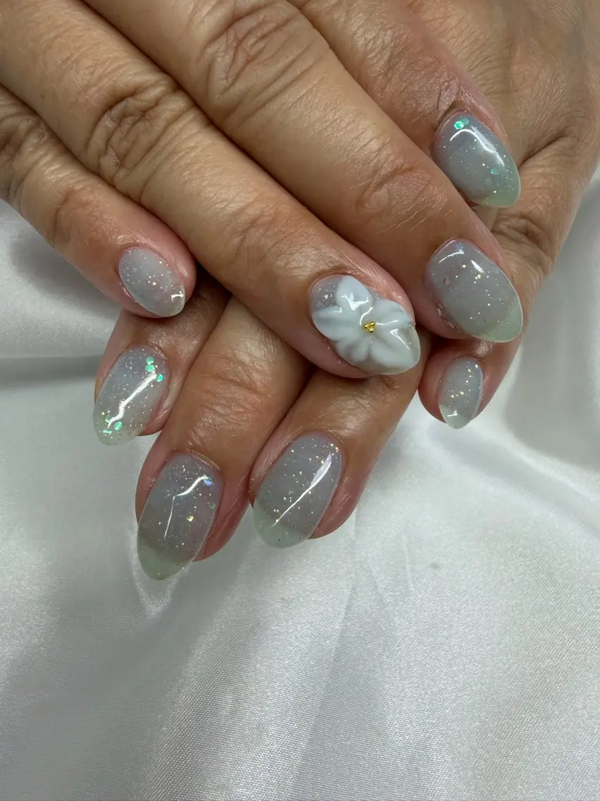 ネイル フラワーネイル ぷっくりネイル ハンドネイル Mynail プライベートサロンのネイルデザイン