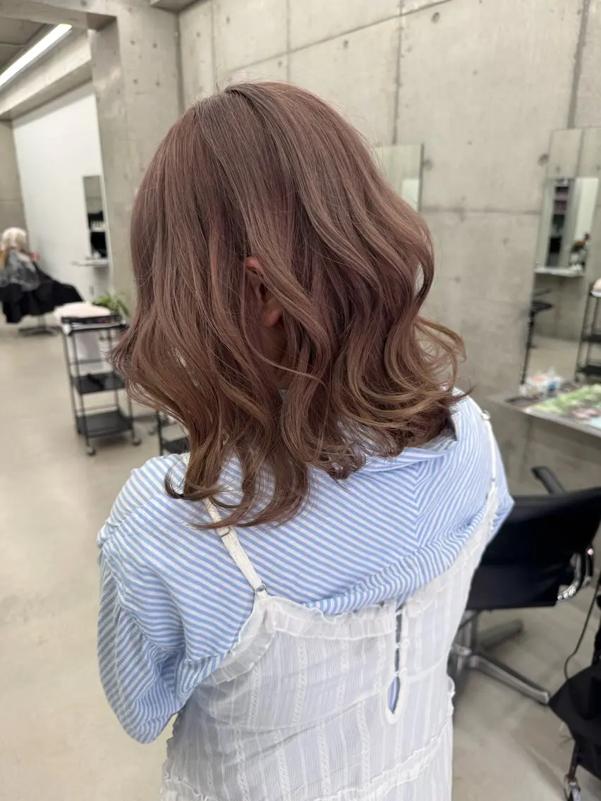 ミディアム カラー ヘアカラー Asami/名古屋/ ハイトーン/デザインのヘアスタイル