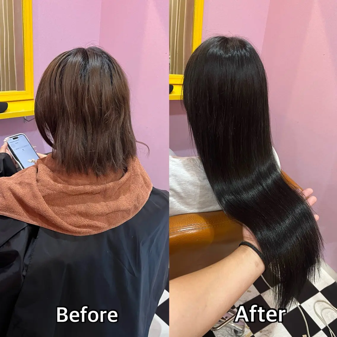 ロング カラー+ちび編み込み エクステ梅田🐨のヘアスタイル