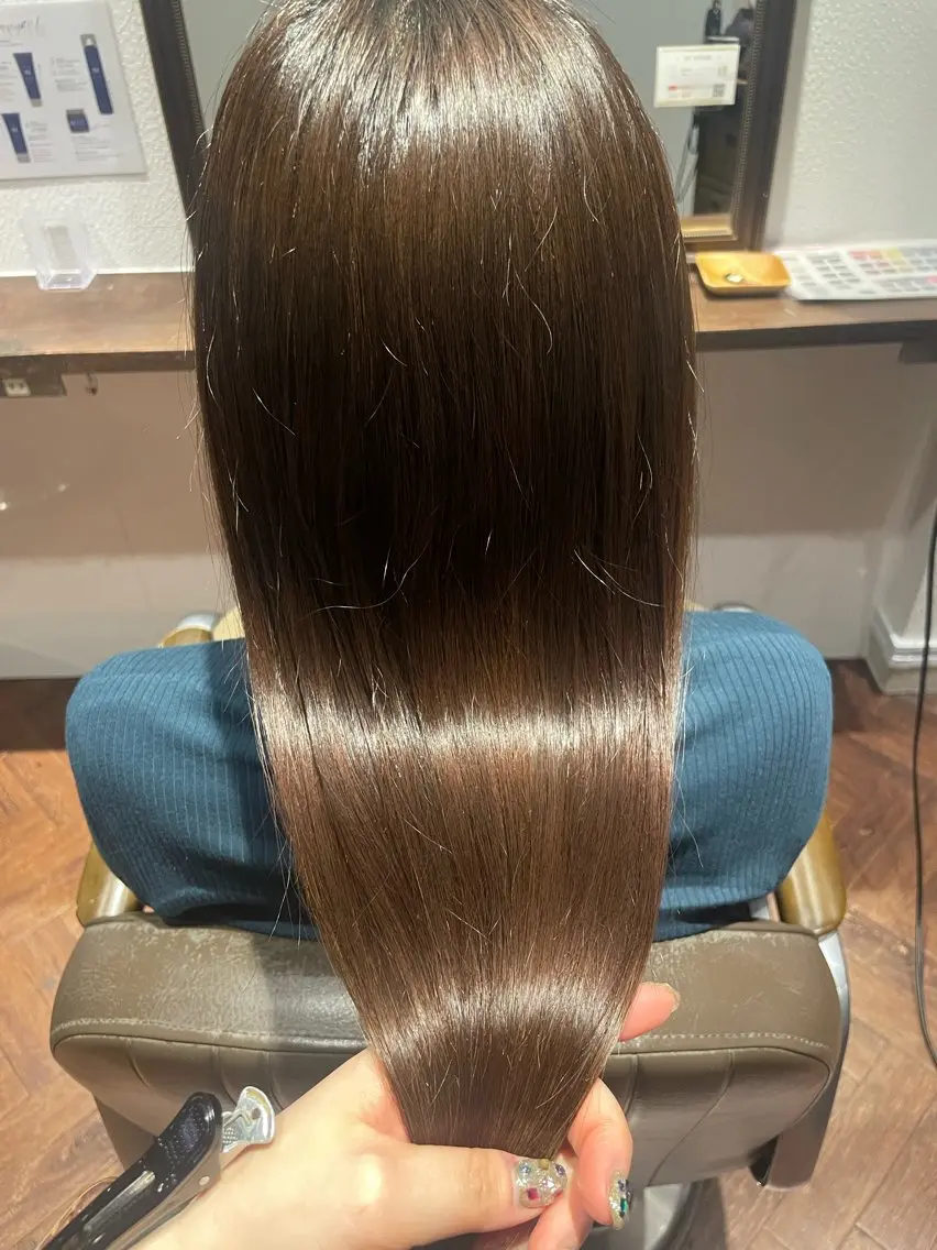 ロング カラー ボブ くびれヘア 髪質改善 韓国風ヘア 縮毛矯正 ◇おの あすか◇のヘアスタイル