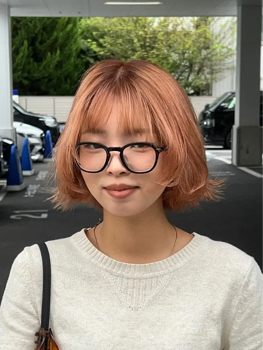 カラー オレンジ ヘアカラー ハイトーン KAISEIのヘアスタイル