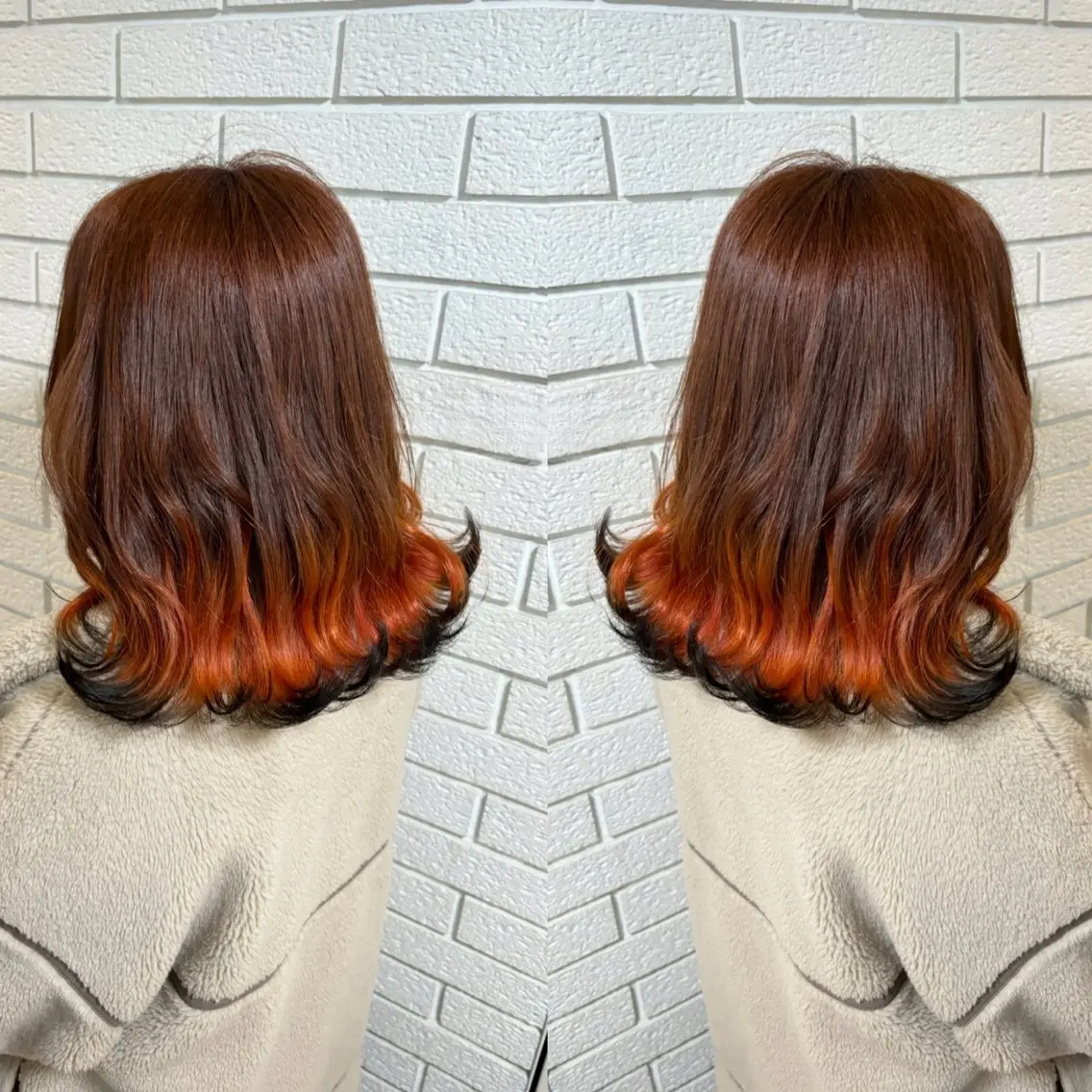 ミディアム 艶カラー🩵💛 NANAのヘアスタイル