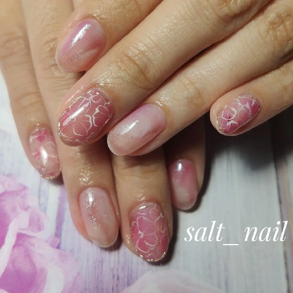 ネイル アートネイル フラワーネイル ニュアンスネイル ハンドネイル 個人サロン saltnailのネイルデザイン