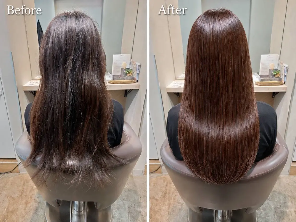 ロング ケアカラー ロング 縮毛矯正 縮毛矯正💇艶髪　 シノハラ✨髪質改善のヘアスタイル