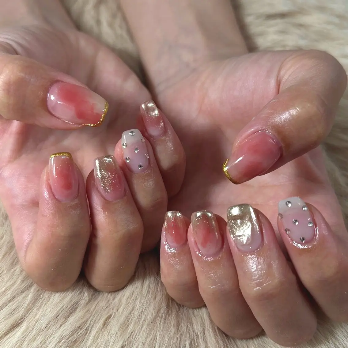 ネイル ニュアンスネイル ピンク Crea AIRI🎀のネイルデザイン