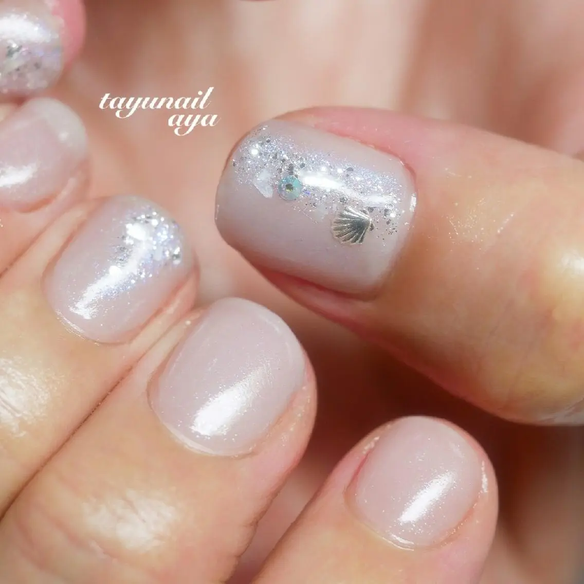 ネイル アートネイル ブルー ジェルネイル キラキラネイル パラジェル ネイルサロン 【たゆnail】のネイルデザイン